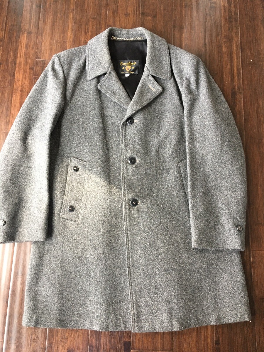 Vintage Men's Wool Blend Casualcraft New York Gray Coat 44R