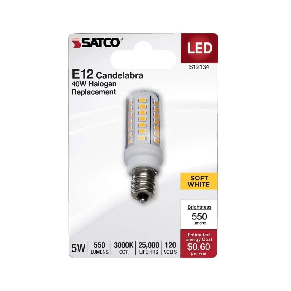 Satco S12134 - 5 Watt Mini LED - Mini Candelabra Base - 3000K (2, 6 or 12 Pack) - Image 2 of 4