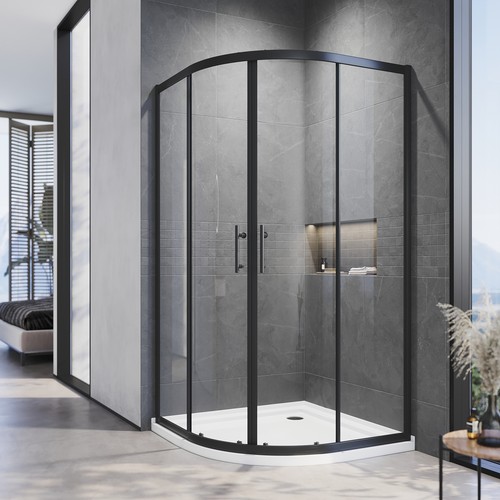 900x900mm Shower Screen - Curved Enclosure with Sliding Door and Nano Glass - Picture 3 of 19