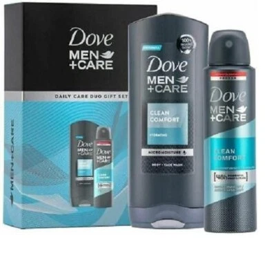 Dove Geschenkset Men+Care Clean Comfort Duo (Duschgel 250ml + Deospray 150ml)