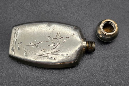 Vintage Art Deco Sterling Silver875 Engraved Soviet USSR Russian Perfume Bottle - Picture 7 of 11