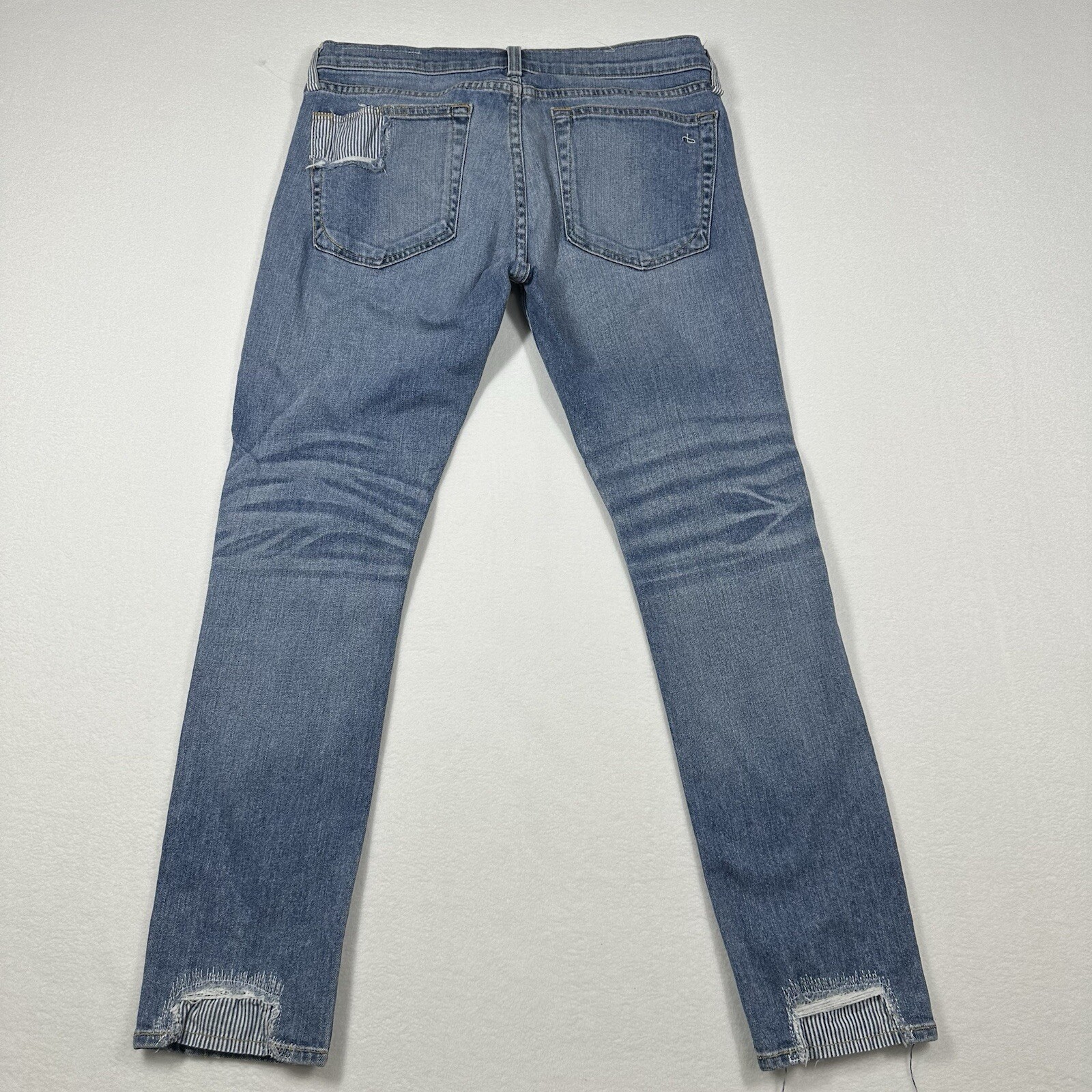 Rag & Bone Tomboy Patchwork Distressed Blue Jeans… - image 2