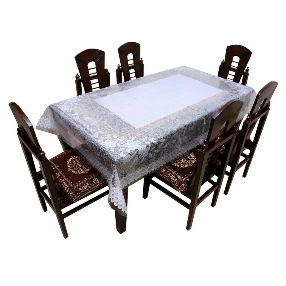 PVC 6 Seater Dining Table Cover white - Image 3 of 4