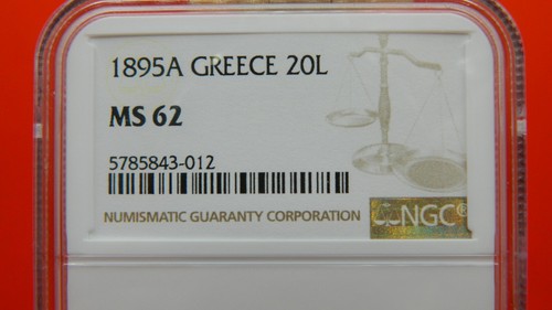 Greece, 1895, 20 Lepta, NGC: MS 62, Superb Lustre ! - Picture 5 of 10