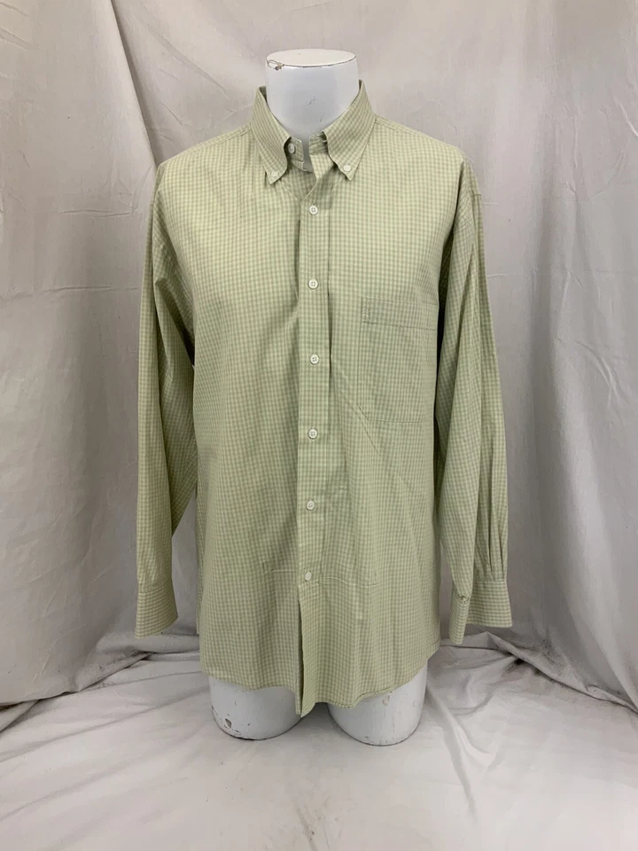 Camisa Tom James Verde Cuadros Abotonada 100% Algodón Hecha Brasil YGI W1-176 Foto 2 de 4