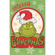 Merry Grinchmas Grinch in Red Bordered Circle Box of 10 Christmas Cards
