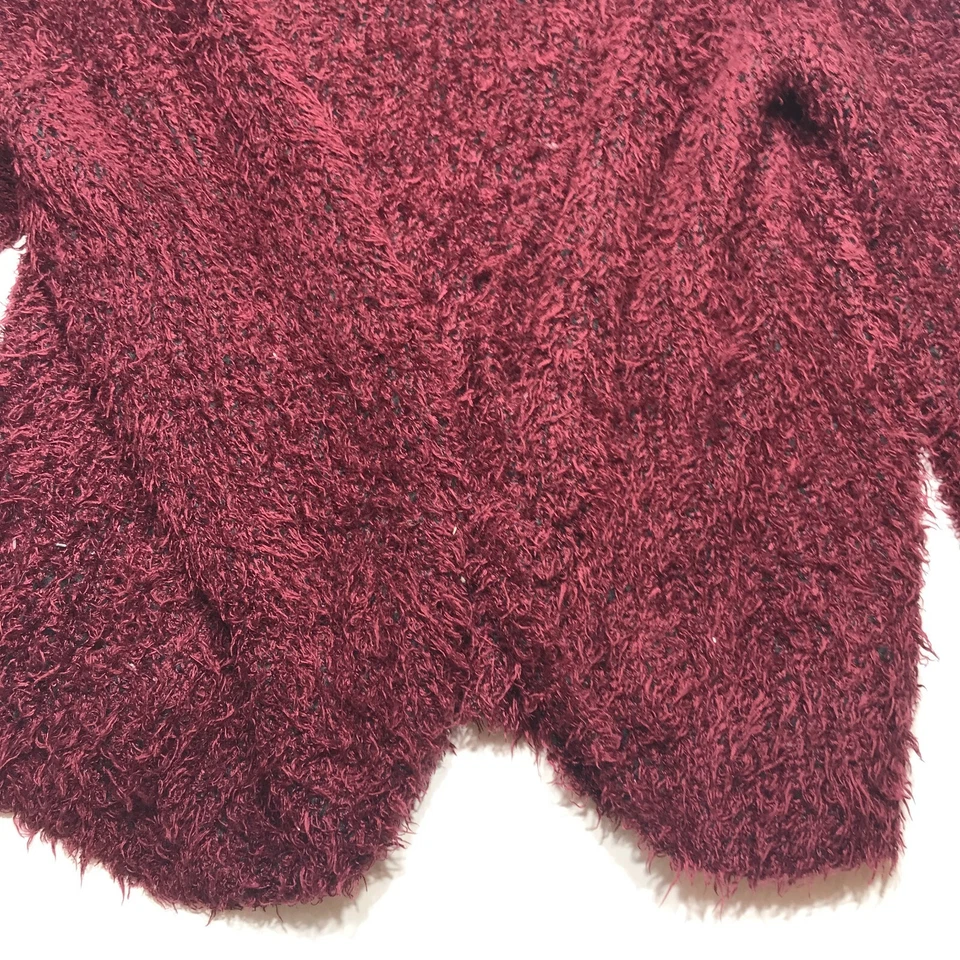 Cárdigan Suéter Kensie Para Mujer XL Difuso Suave Frente Abierto Rojo Granate Comodidad Foto 4 de 4