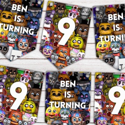 Personalisiertes Fünf Nächte Freddy's Geburtstag Jagd hängende Dekoration Banner