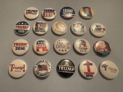 Lot of 19 Pro Trump Campaign Pins from 2016