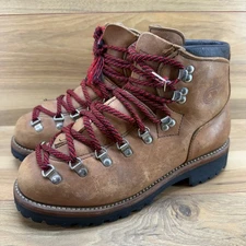 DEXTER Vintage Mountaineering Boots Mens 9 M Cognac Leather Vibram Soles