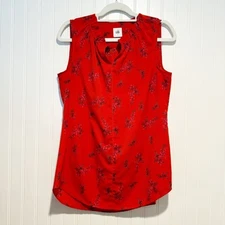Cabi Red Fierce Sprig Sleeveless Top Size Small