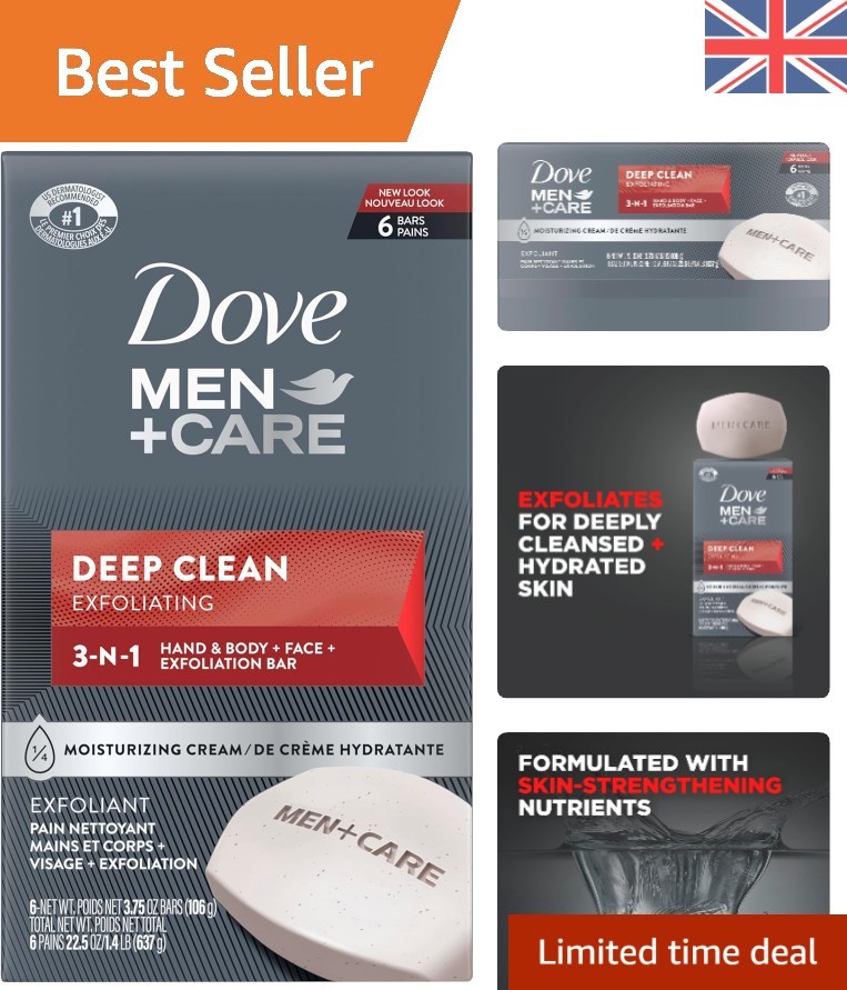 6-Pack Men+Care Aloe Vera Face & Body Bar - Deep Clean, 4oz Each, Moisturizing