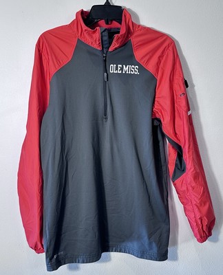 Ole Miss Rebels Nike Swoosh Windbreaker Jacket 1/4 Zip Pullover Mens Small Red