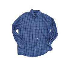 Nautica Mens Button-Down Shirt Navy Blue Plaid Size XL 100 Cotton Long Sleeve