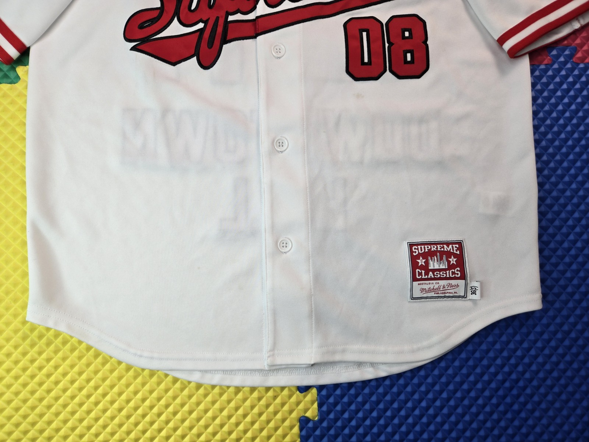 Supreme Mitchell Ness Downtown Hell White Baseball Jersey Mens