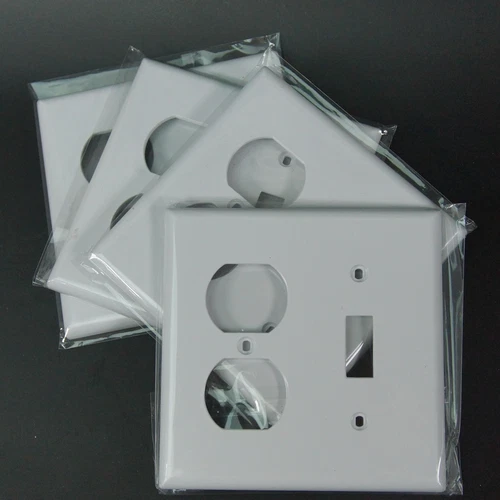 4X White 2-Gang Toggle and Duplex Outlet Wall Plate, Plastic, with 3 Screws