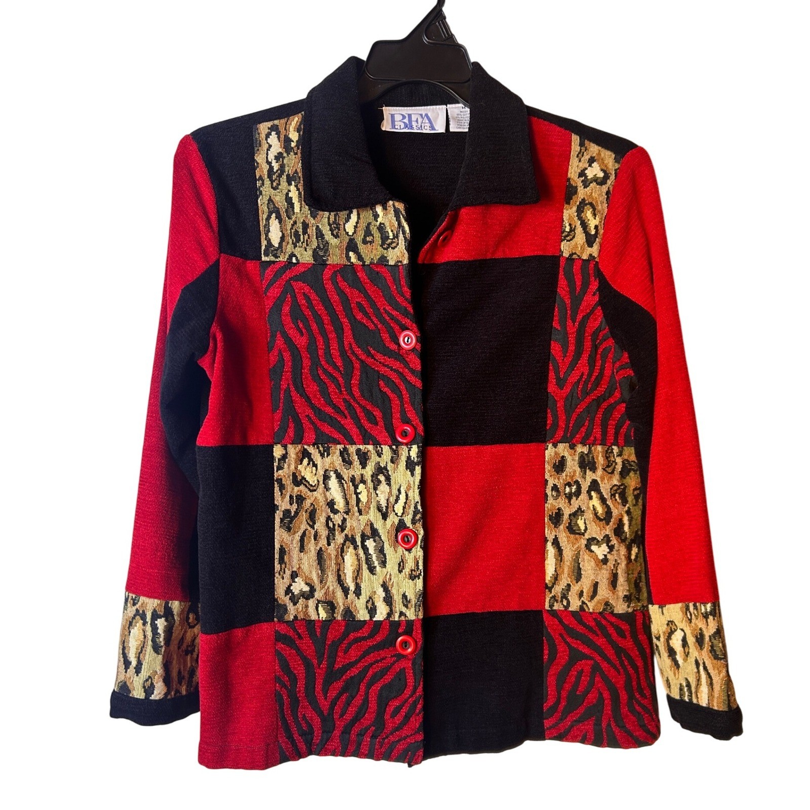 BFA Classics Patchwork Animal Print Blazer Jacket… - image 1