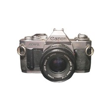 Canon AV-1 Silver 35mm SLR Film Camera w/ Canon FD 50mm f/1.8 Lens Tested