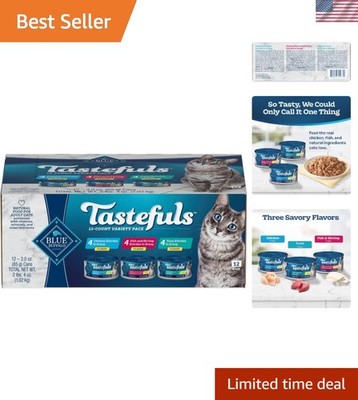 Natural Flaked Cat Food Variety Pack: Tuna, Chicken & Shrimp - 12 x 3oz
