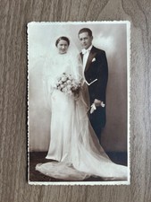 Vintage Studio Photographic Romanian Postcard Couple Wedding Portrait