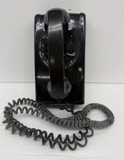 Vintage 1965 Bell Systems Black Rotary Wall Mount w/ Dbl Line Electric Telephone