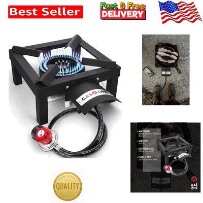 Durable Single Propane Burner with Heat Shield - Ideal for Camping & Tailgating