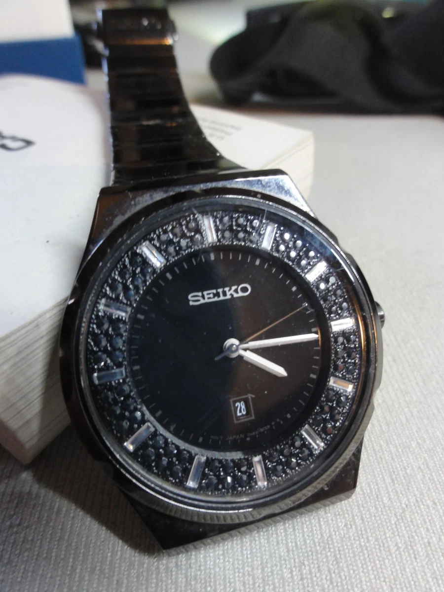Seiko DamenUhr Quartz 7N82-0HS0 – Schwarz Edelstahl – Kristall Lünette