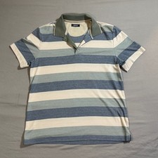 ALFANI Polo Shirt Men's M Striped Supima Cotton Blend Recycled Fabric