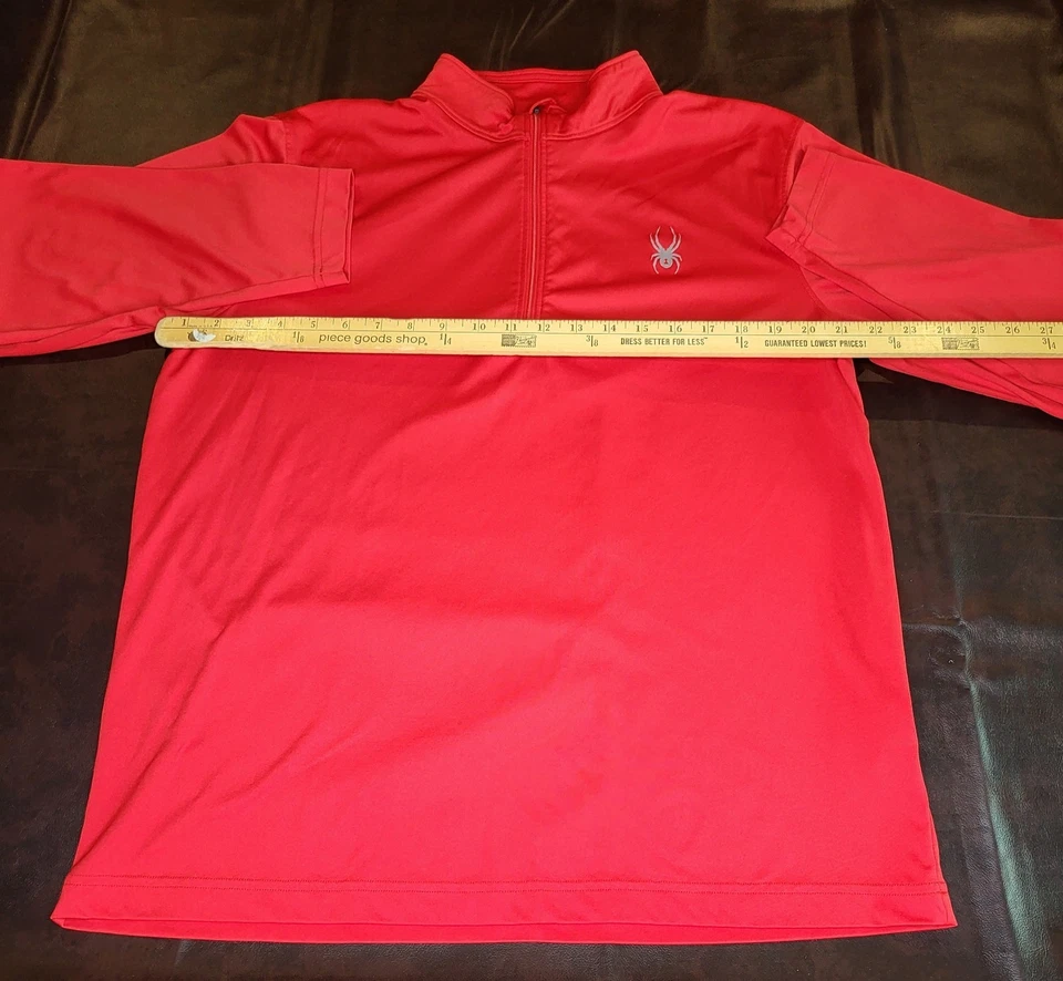 Camisa Spyder Masculina X-Grande Manga Longa 1/4 Zíper Vermelha Leve Casual - Imagem 2 de 4