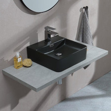 - Lavabo Squadrato in Ceramica | Foro per Rubinetto E Troppopieno | Design Moder