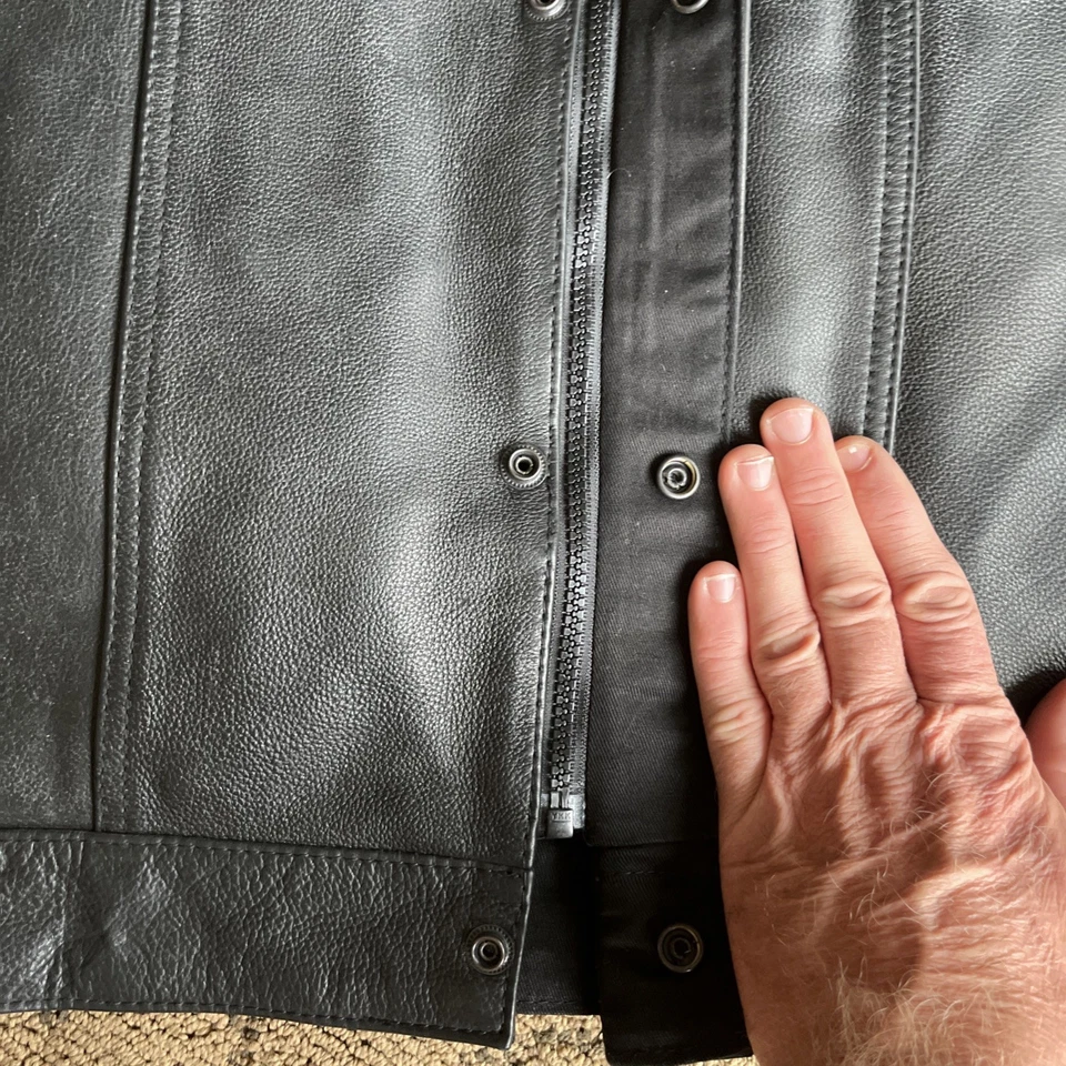 Chaleco de motocicleta First Classics Leather Gear cuero genuino negro para hombre XL Foto 4 de 4