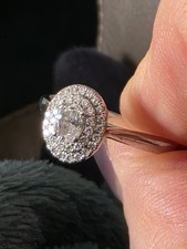 Ernest Jones Natural Diamond Platinum 0.50ct Halo Oval Ring with certicate N