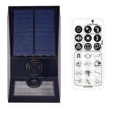 Outdoor Motion Sensor Alarm with Barking Dog Sound,Warning Light Solar Powere...