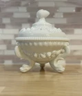 Vintage Westmoreland Milk Glass Argonaut Shell & Dolphin Footed Candy Dish W/Lid