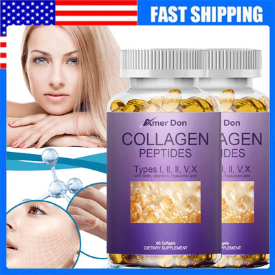 Collagen Peptides Types I, II, III, V, X 10888mg Pills Anti-Aging Skin Capsules