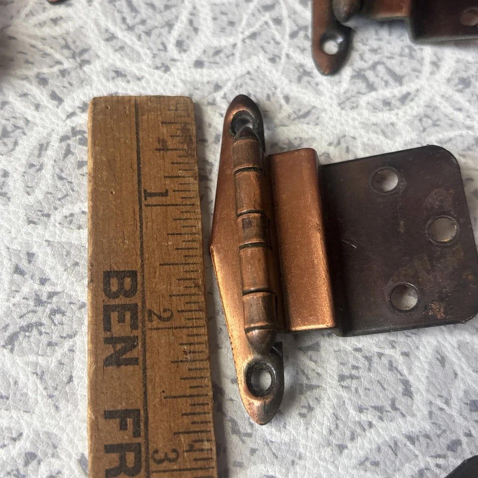 10 MCM Vintage Provincial Style Copper Color Offset Hinges Lot - Image 4 of 4