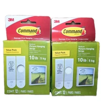 2x 12-pack 3M Command Medium Picture Hanging Strips (24 Pairs Total) 17204