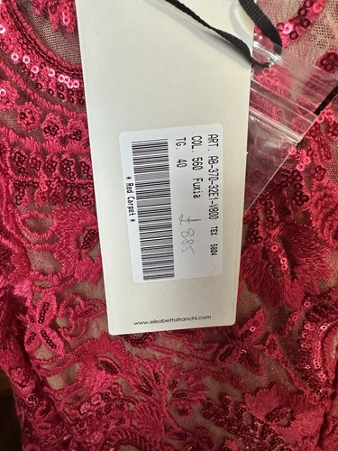 Elisabetta Franchi Red Carpet Sequin Embroidered Maxi Dress Fuchsia/Red Size UK8 - Picture 7 of 10