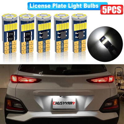 5X White T10 194 W5W LED License Plate Light Bulb for 1998-2013