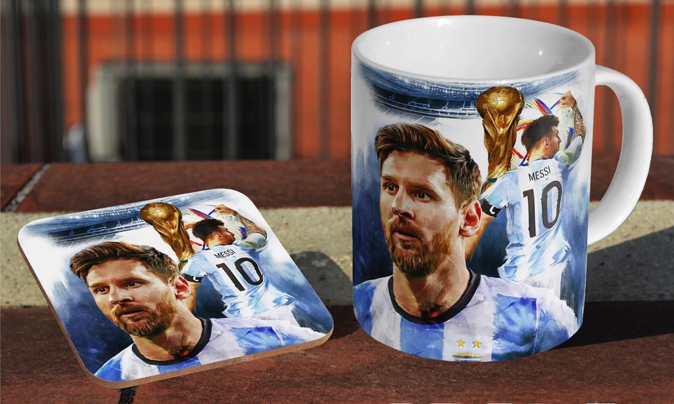 Lionel Messi Argentina Champion Artwork - Coffee / Tea Mug + Matching Coaster