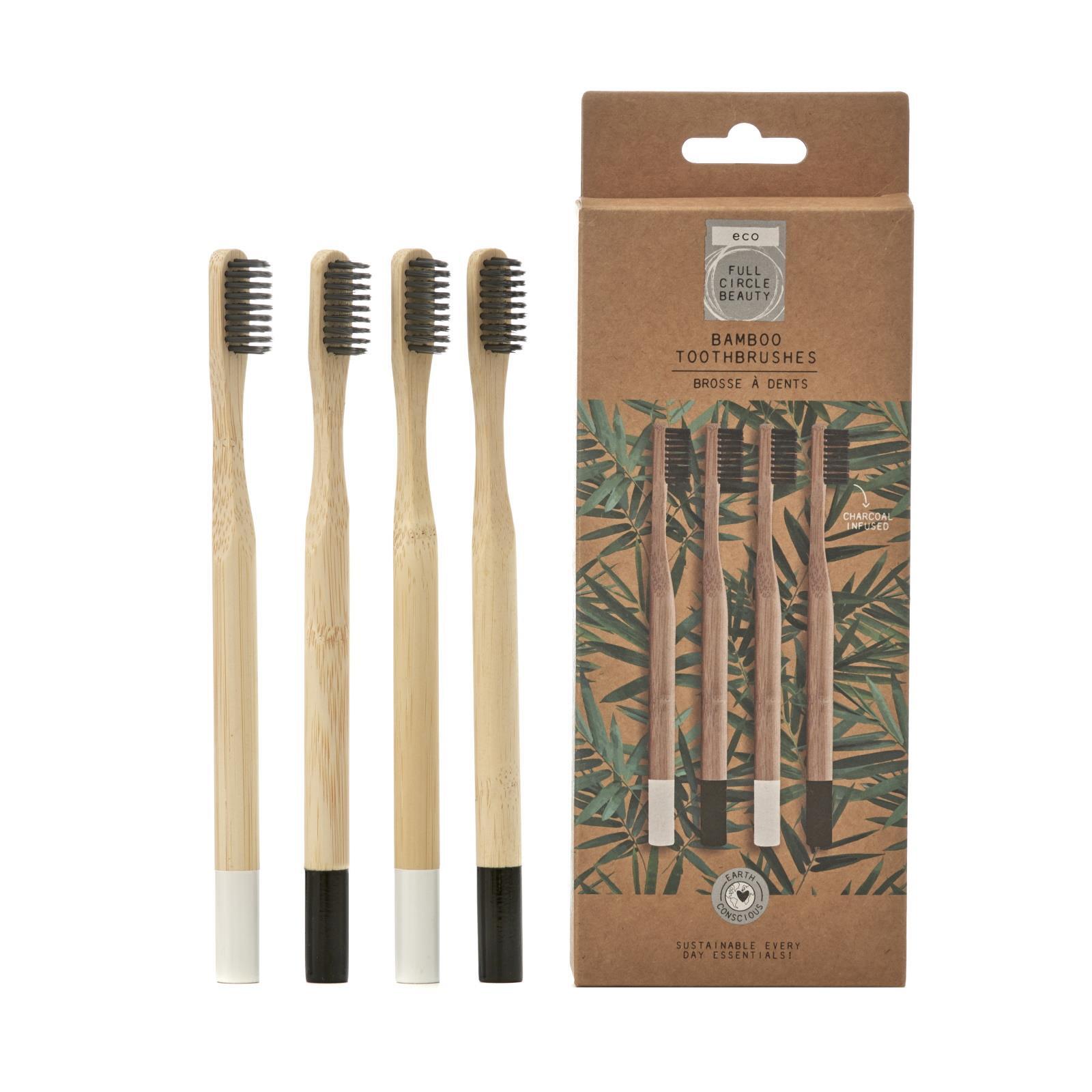 Bamboo Charcoal Toothbrush Eco-Friendly Natural Materials Set of 4 Toothbrushes