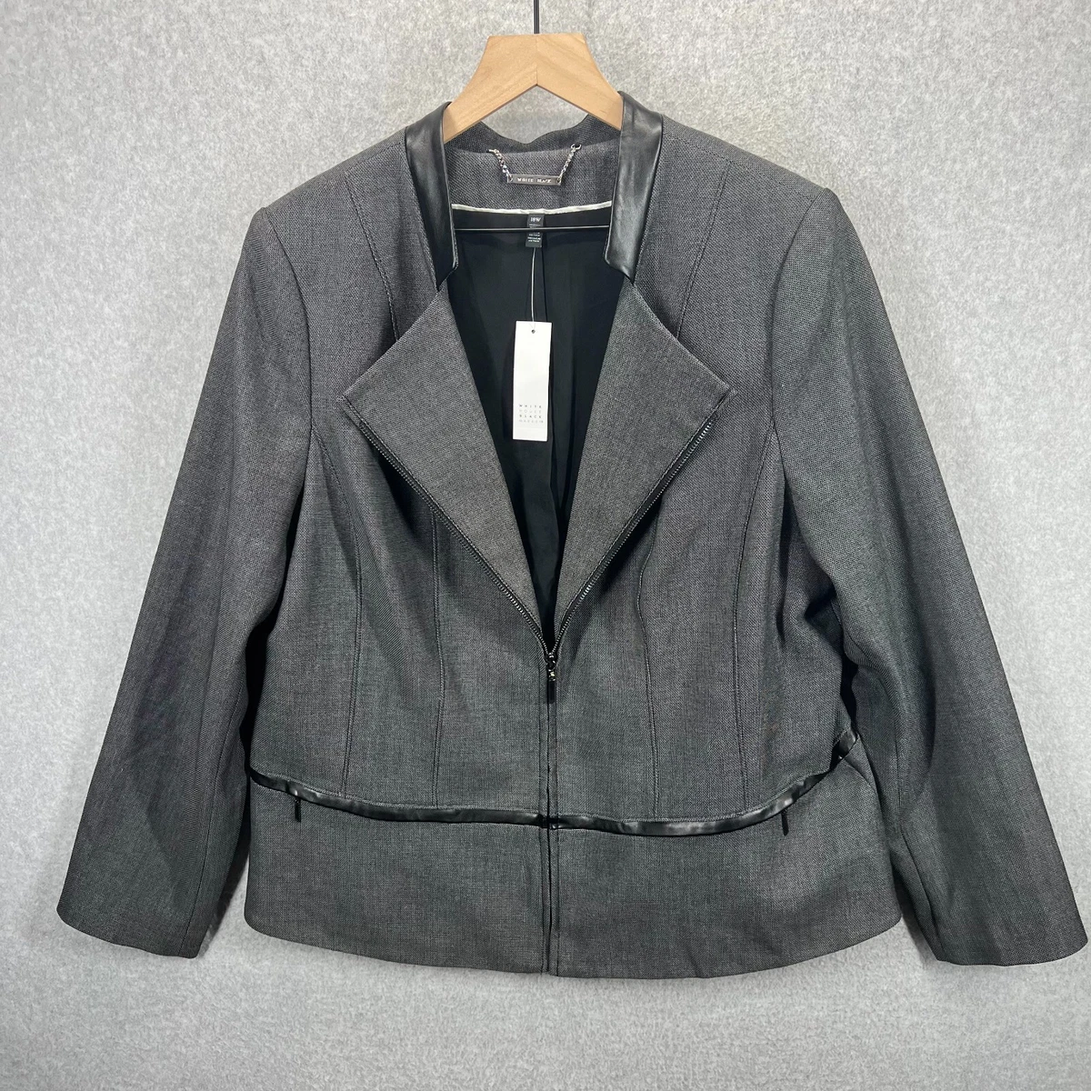 White House Black Market The Luxe Jacket Black White Half Zip Womens 18W