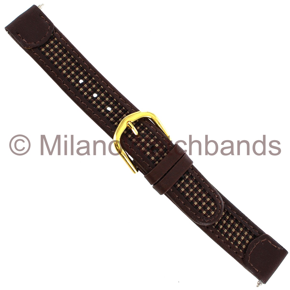 14mm Speidel Express Brown Leather Checkered Nylon Stitched 14mm Speidel Express Brown Leather Checkered Nylon Stitched