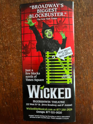 WICKED Broadway ad/flyer Broadway Oz musical 20th anniversary