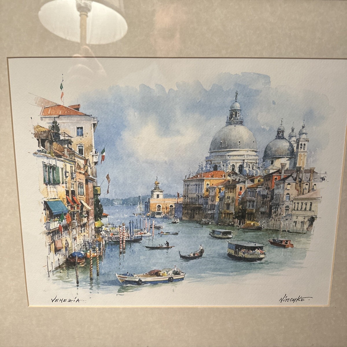 希少品 ベネツィア スケッチ Lot x2 Vintage Detlev Nitschke Framed Signed Prints Venezia