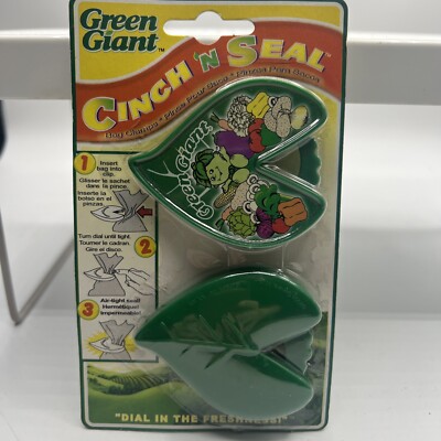 Green Giant Little Green Sprout Cinch 'n Seal Plastic Bag Sealers NOS Ad Vtg