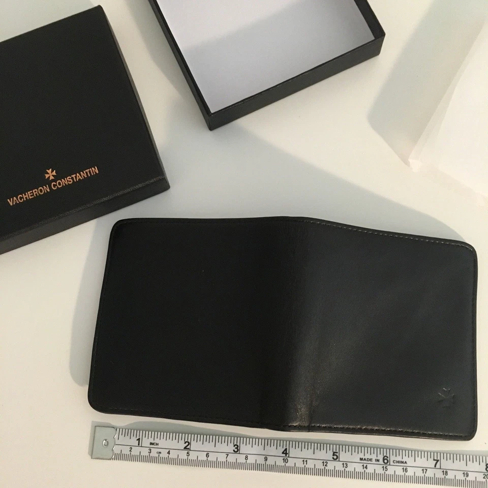 Carteira masculina Vacheron Constantin couro rara ouro preto cronógrafo patrimônio nova - Imagem 2 de 4