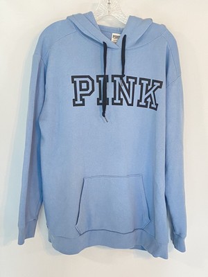 Victoria secret Love pink hoodie sweatshirt Baby Blue w/ Black logo size  Large | eBay