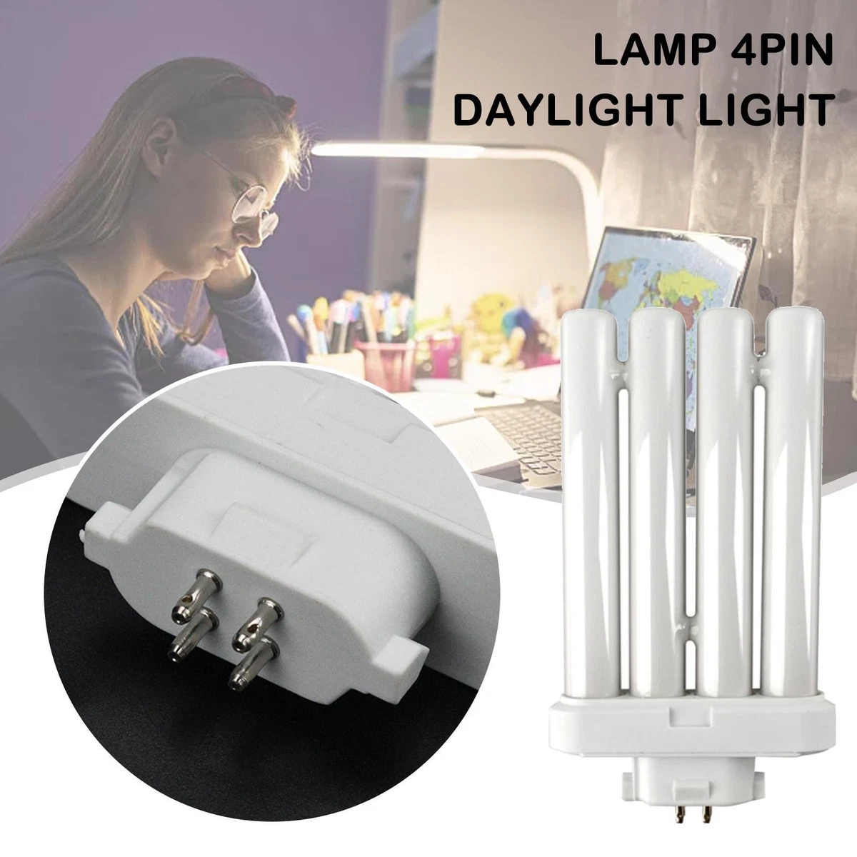 27W FML 6500K Fluorescent Lamp Tube Compact Saving Lamp 4Pin Daylight Lamp