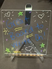 LED Note Board Acrylic Dry Erase Board with Light 7 Color Markers Brand New